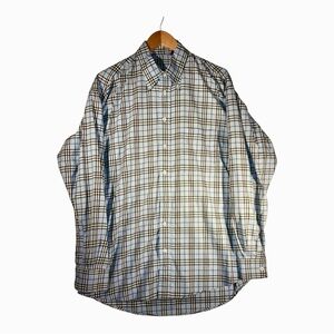Burberry London Blue Plaid Casual Button Up Shirt Men’s Large Made in USA